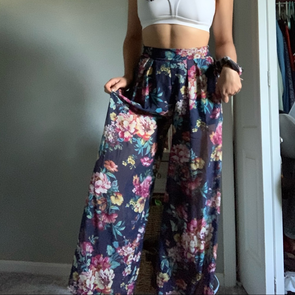 Sheer floral pants